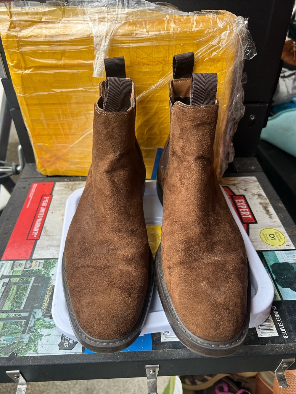 H & M Men’s Brown Suede Chelsea Slip On Boots Boots Size 43/10US - Picture 4 of 16